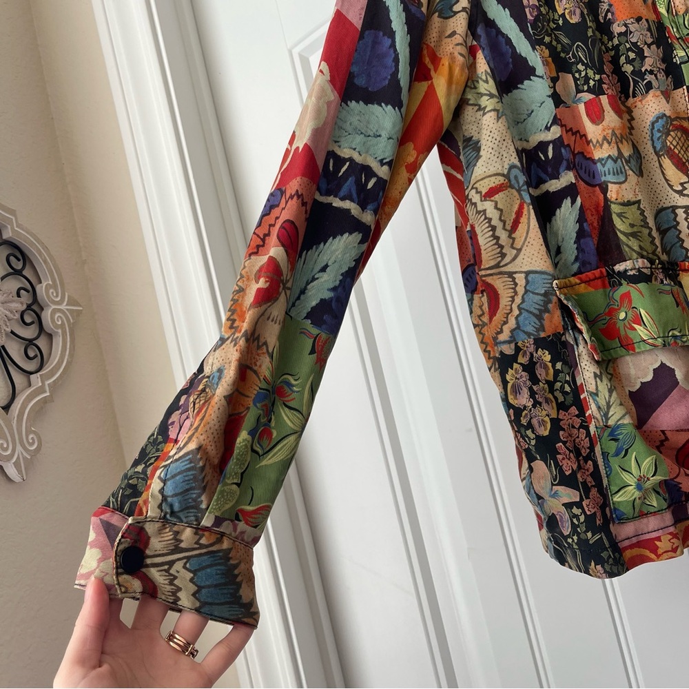 Desigual Patchwork Jacket Size Large Boho Floral … - image 2